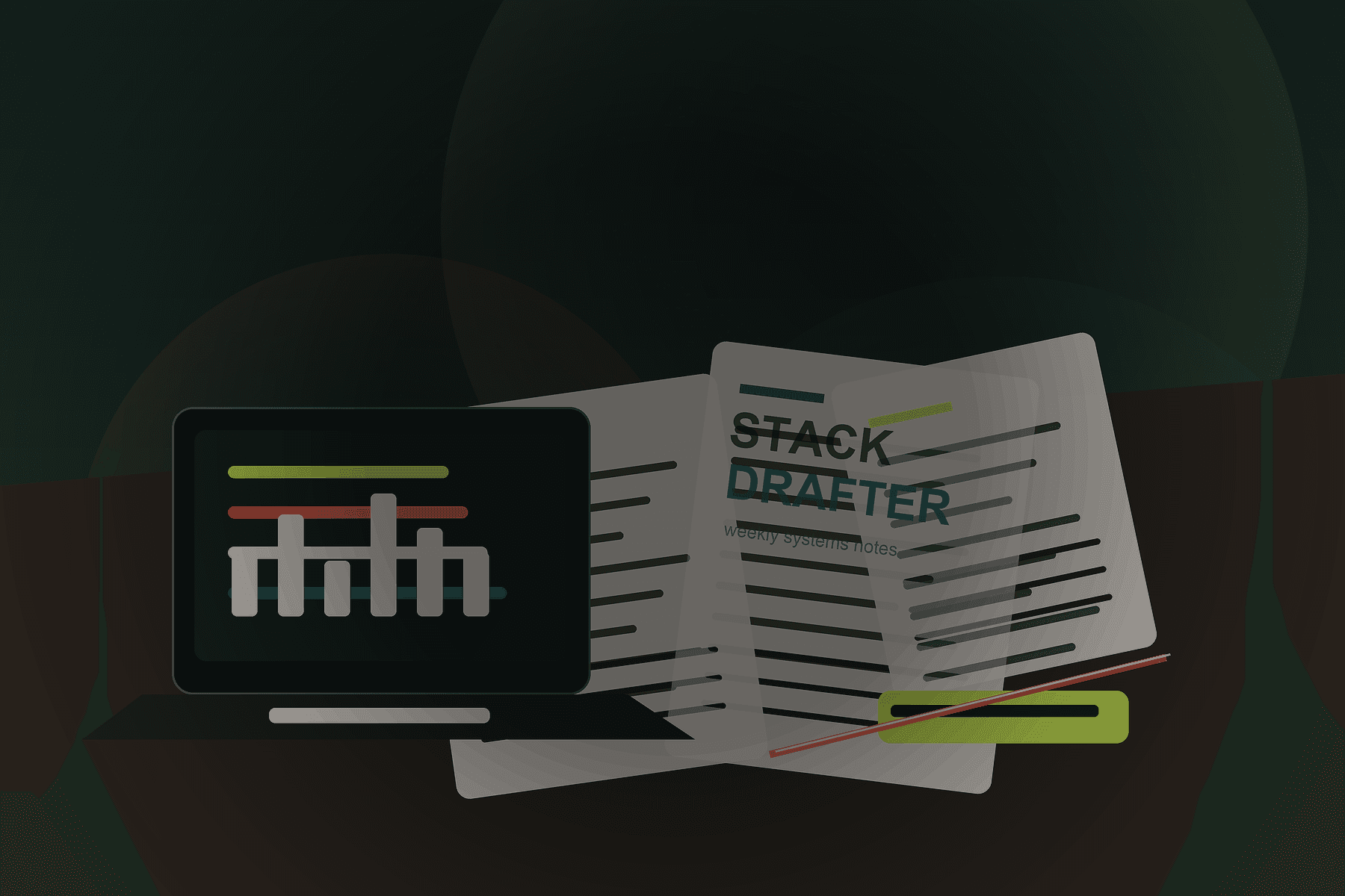 StackDrafter memo sheets and editorial planning desk
